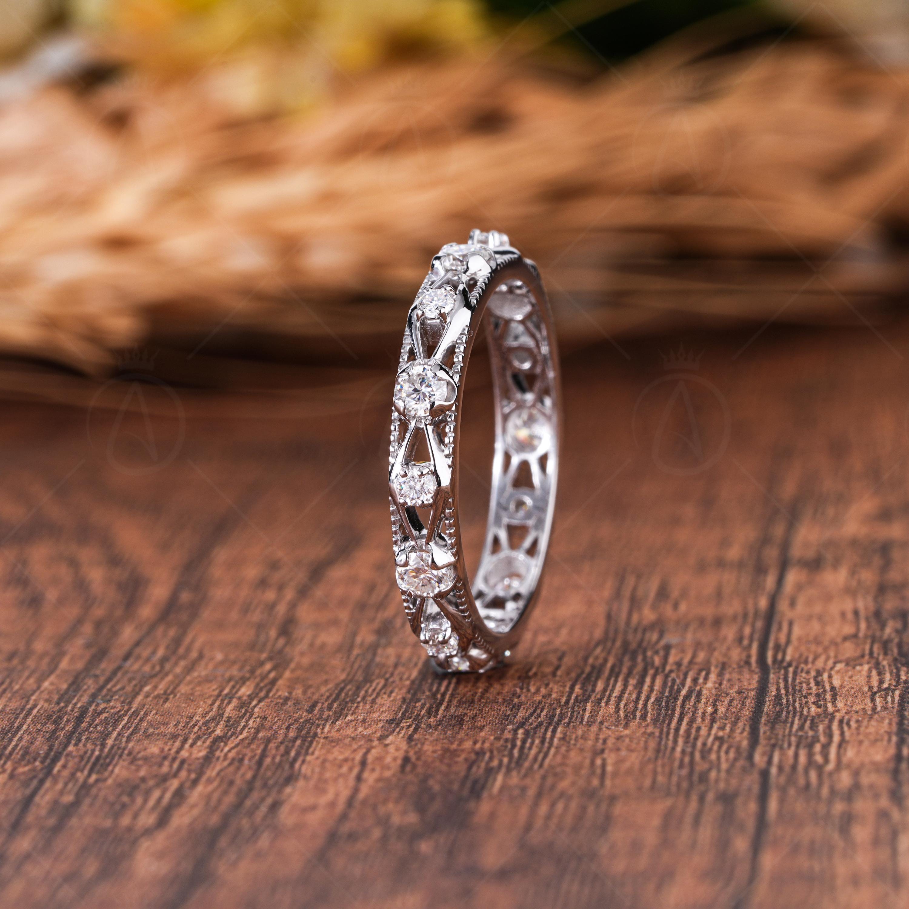3.20mm Moissanite Full Eternity Wedding Band, Round Cut Bridal Matching Anniversary Band
