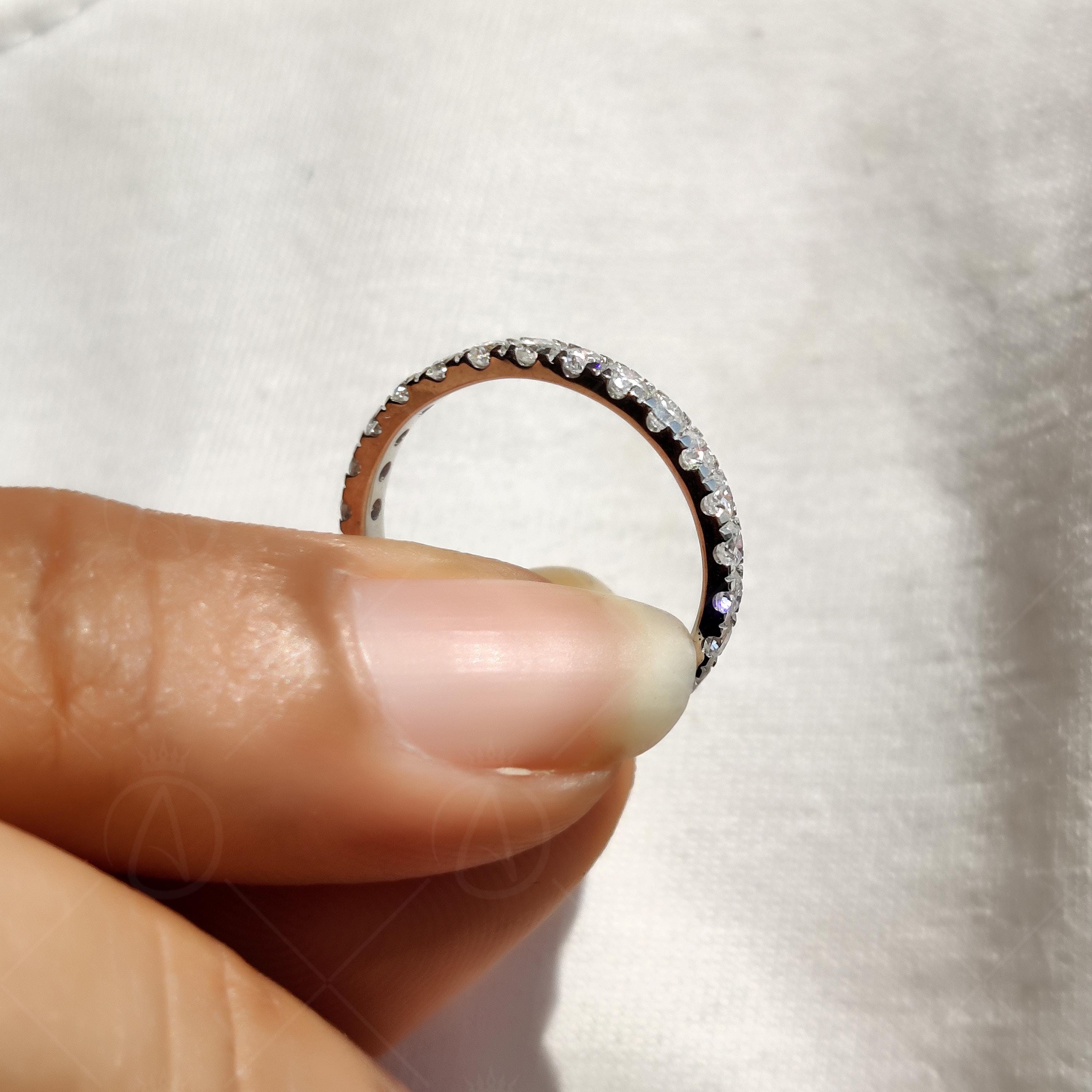 Micro Pave Lab Grown Diamond Eternity Band, 14k Gold Wedding Ring