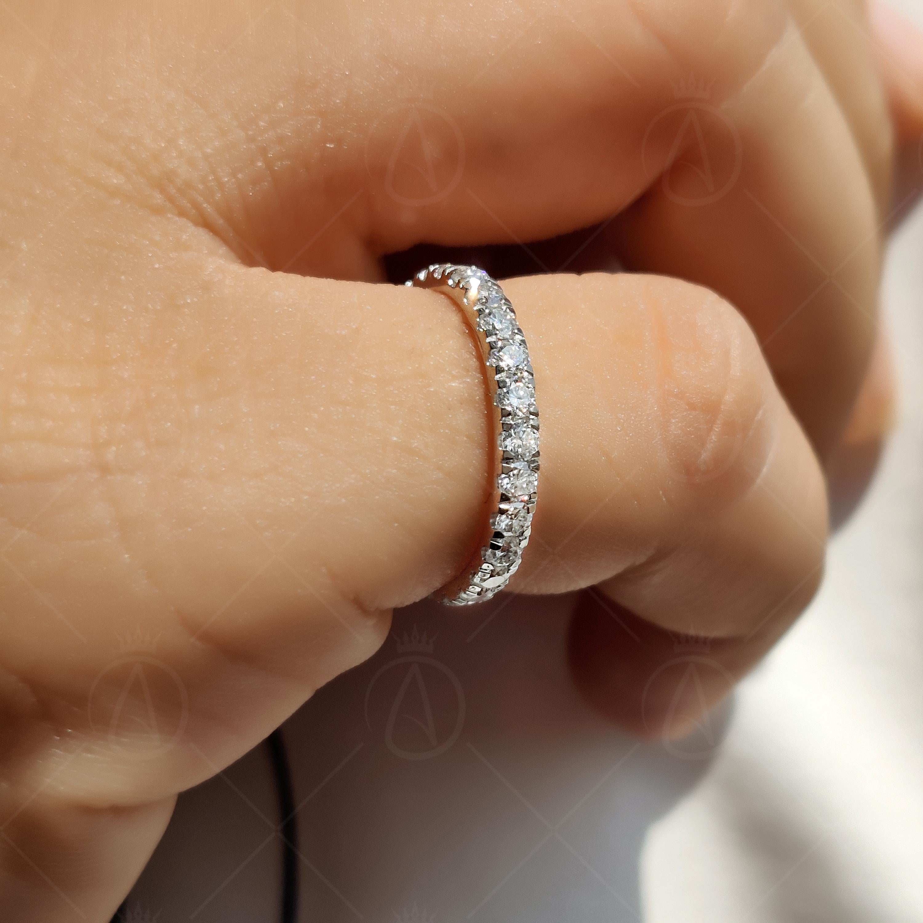 Micro Pave Lab Grown Diamond Eternity Band, 14k Gold Wedding Ring