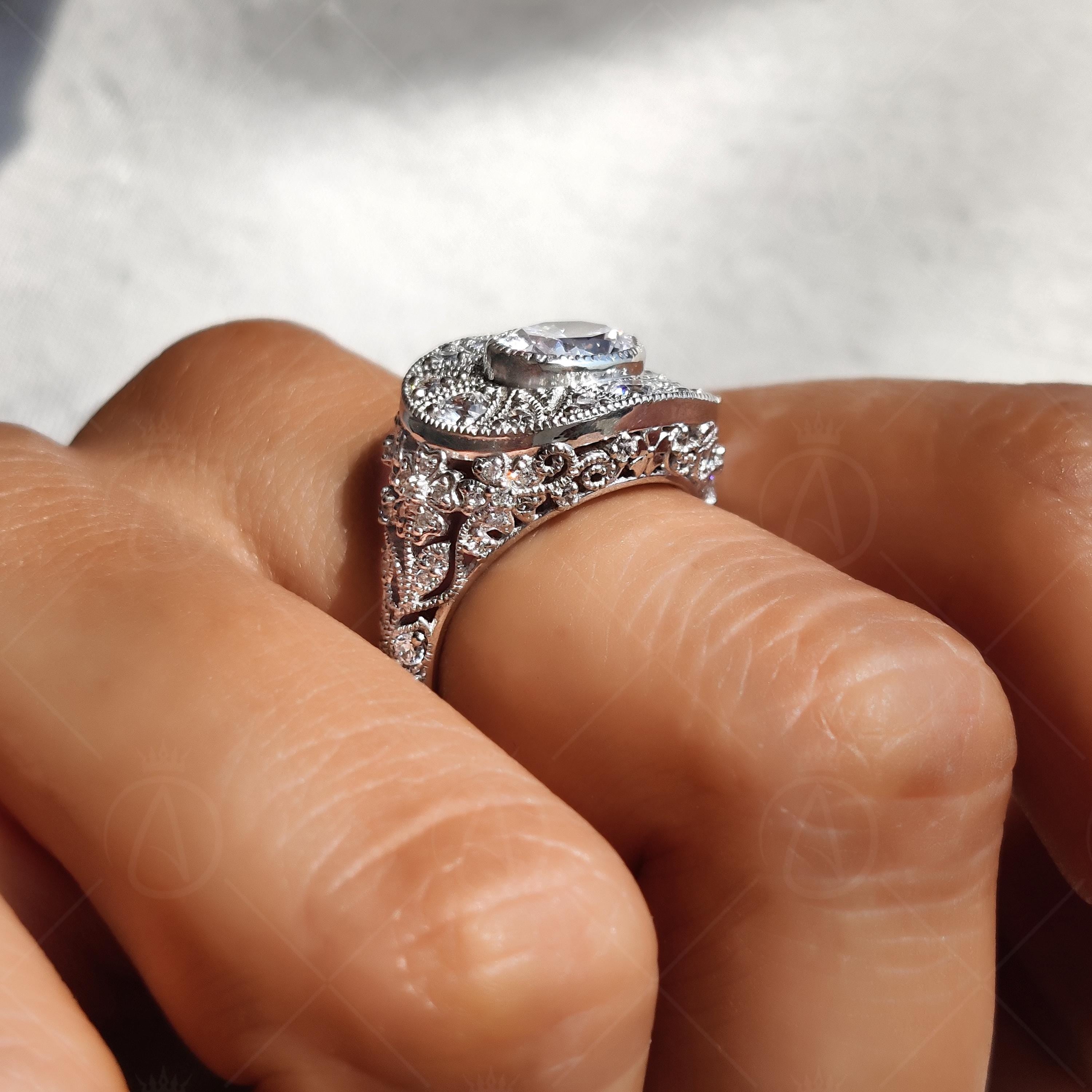 Oval Antique Edwardian Filigree Engagement Ring