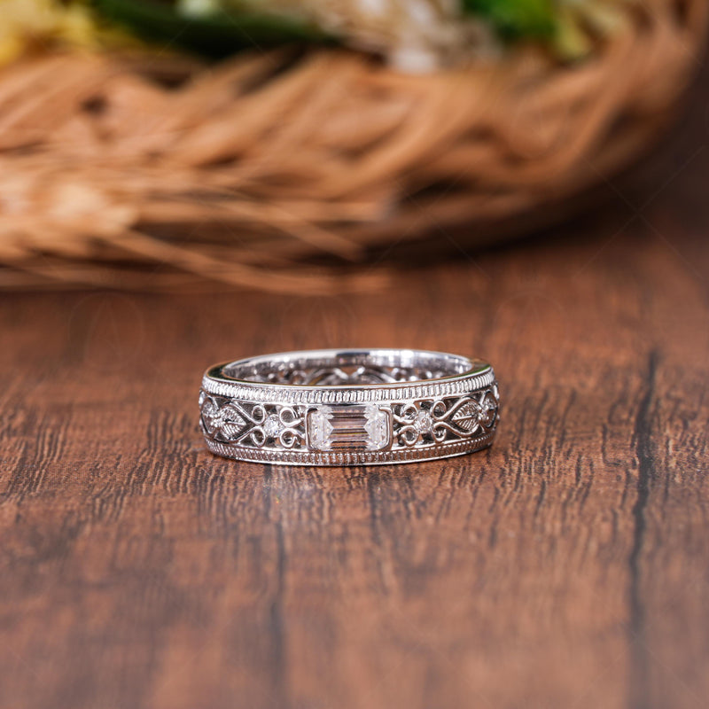Close-up of milgrain detailing on a vintage jewelry ring