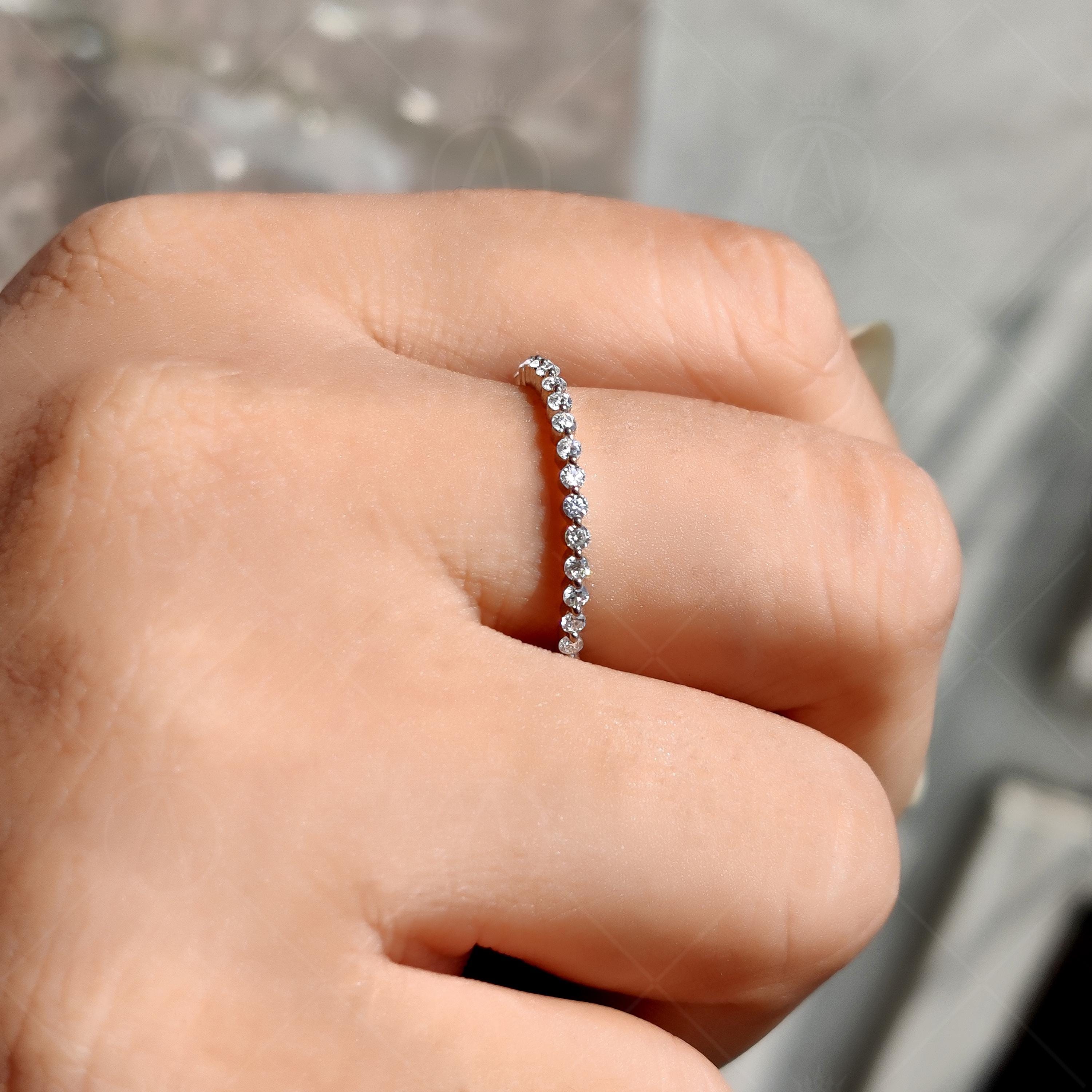 Lab Grown Diamond Eternity Band: 1.50mm Round Cut, 14K White Gold