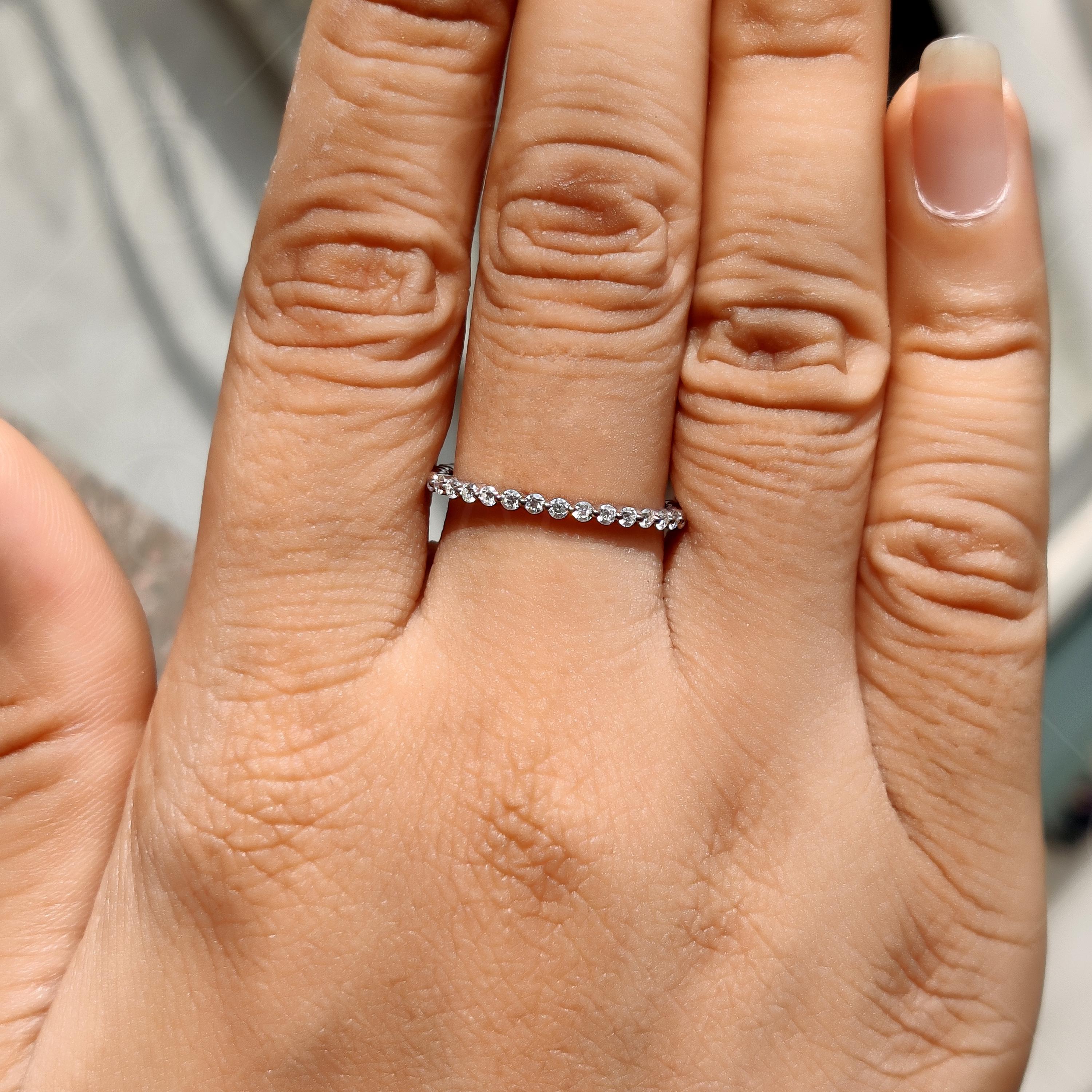 Lab Grown Diamond Eternity Band: 1.50mm Round Cut, 14K White Gold