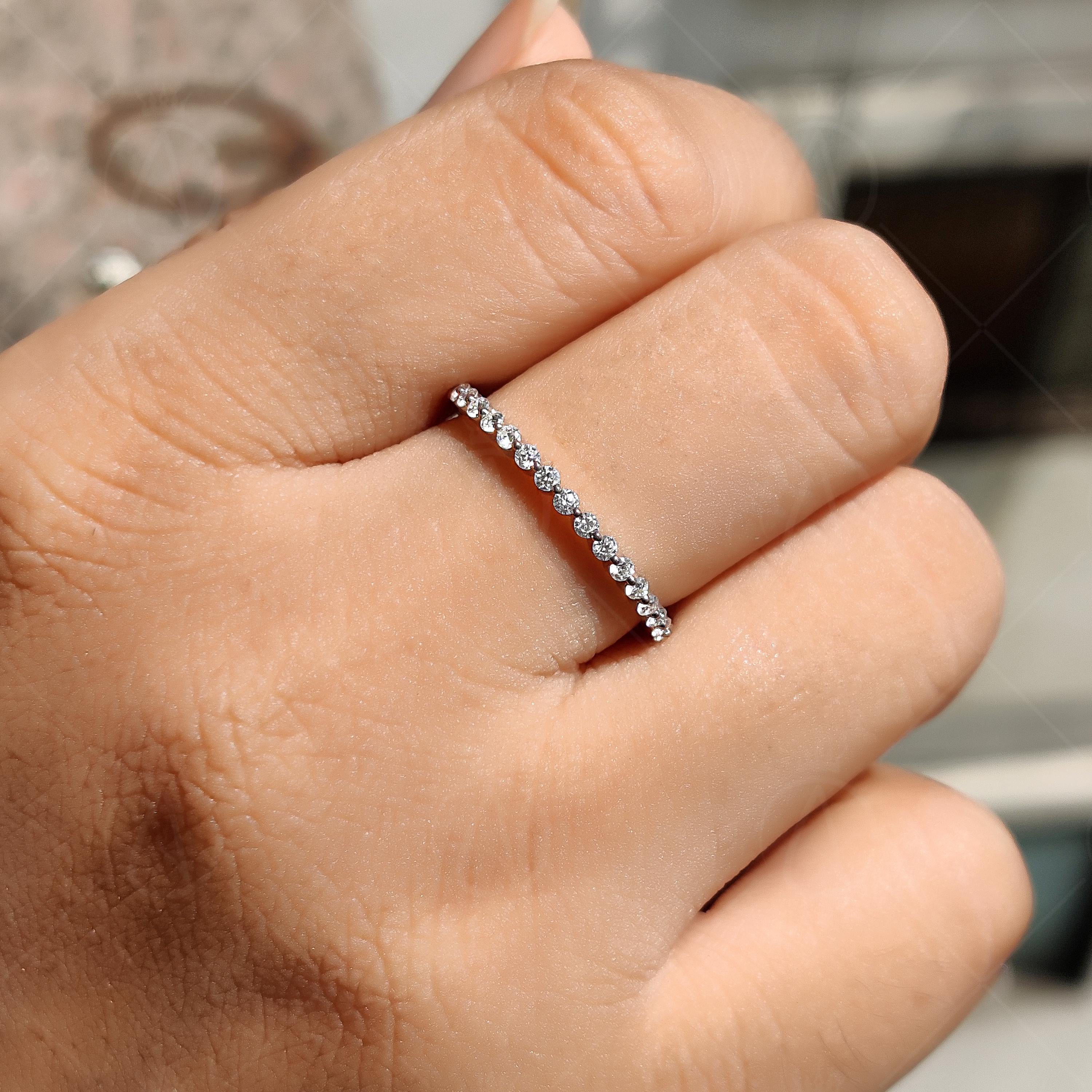 Lab Grown Diamond Eternity Band: 1.50mm Round Cut, 14K White Gold