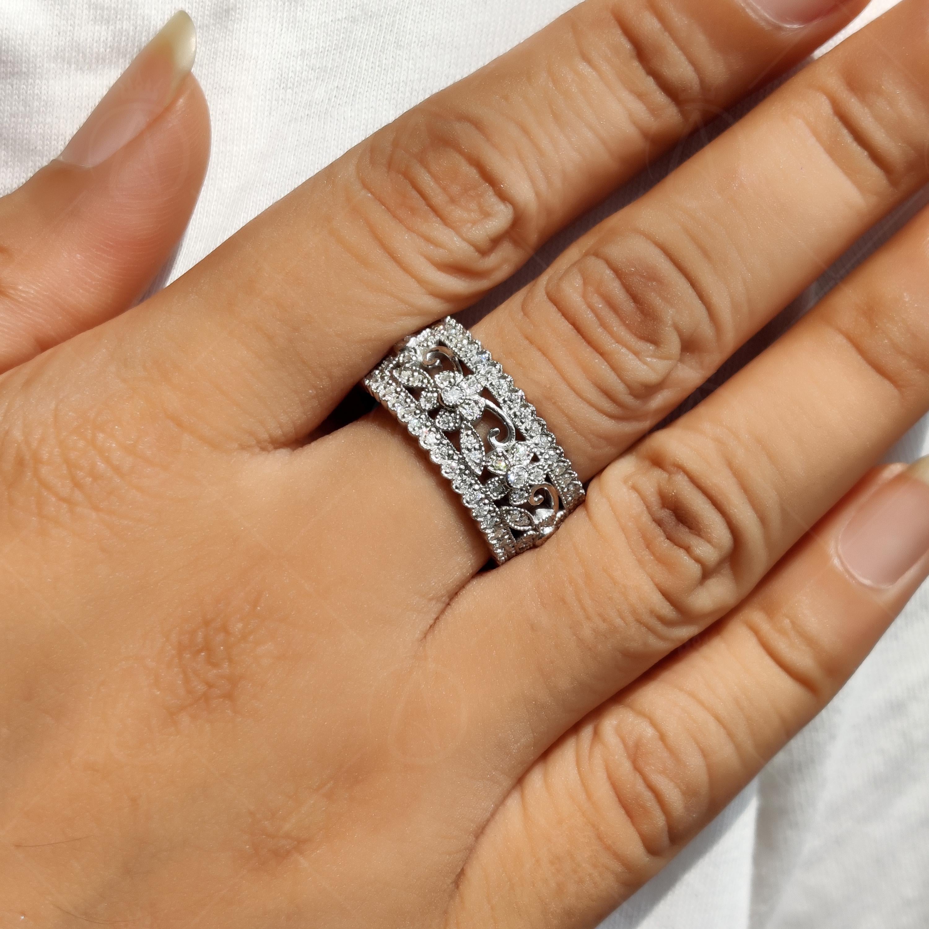 Flower Nature Inspired Full Eternity Anniversary Band