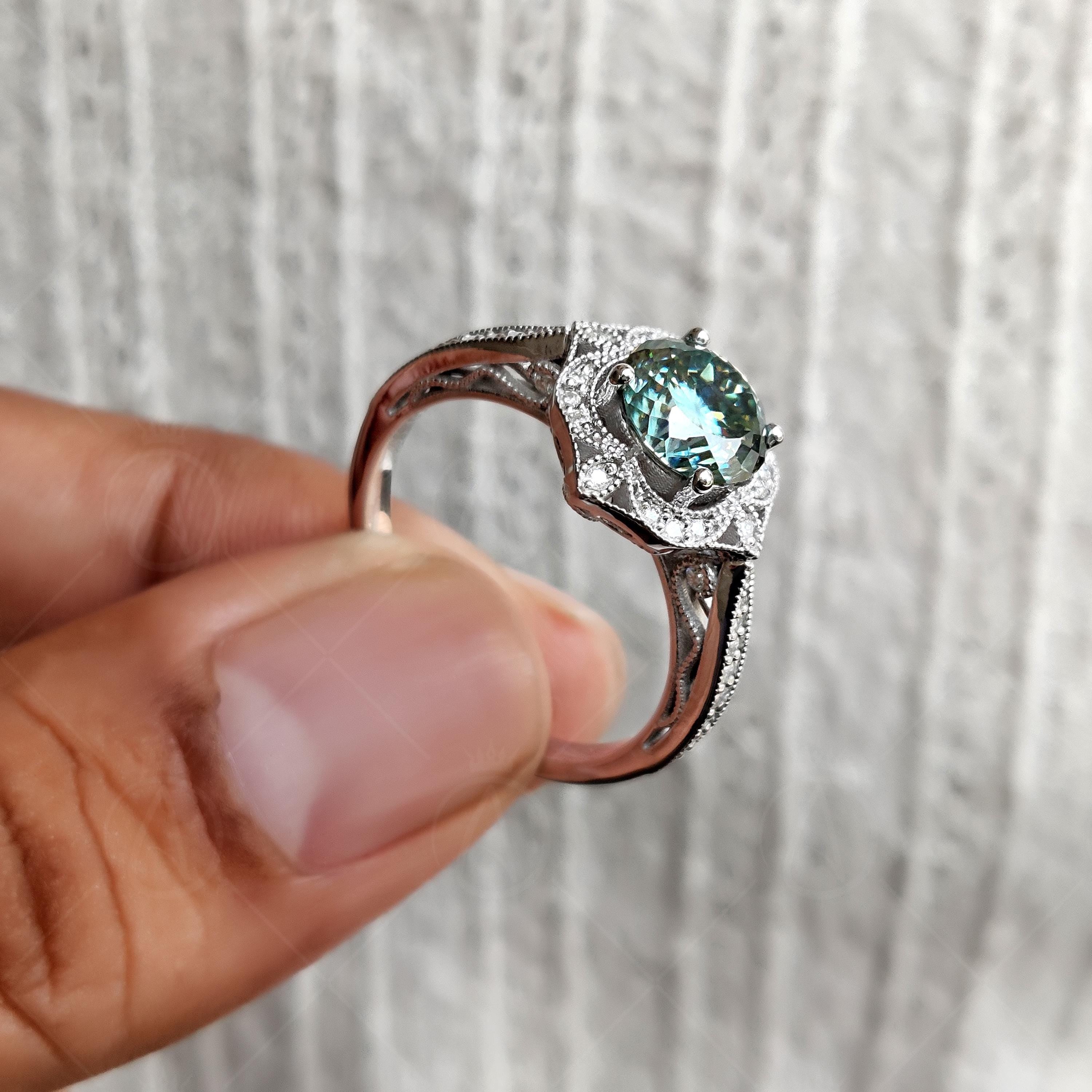 Portuguese Cut Vintage Halo Engagement Ring