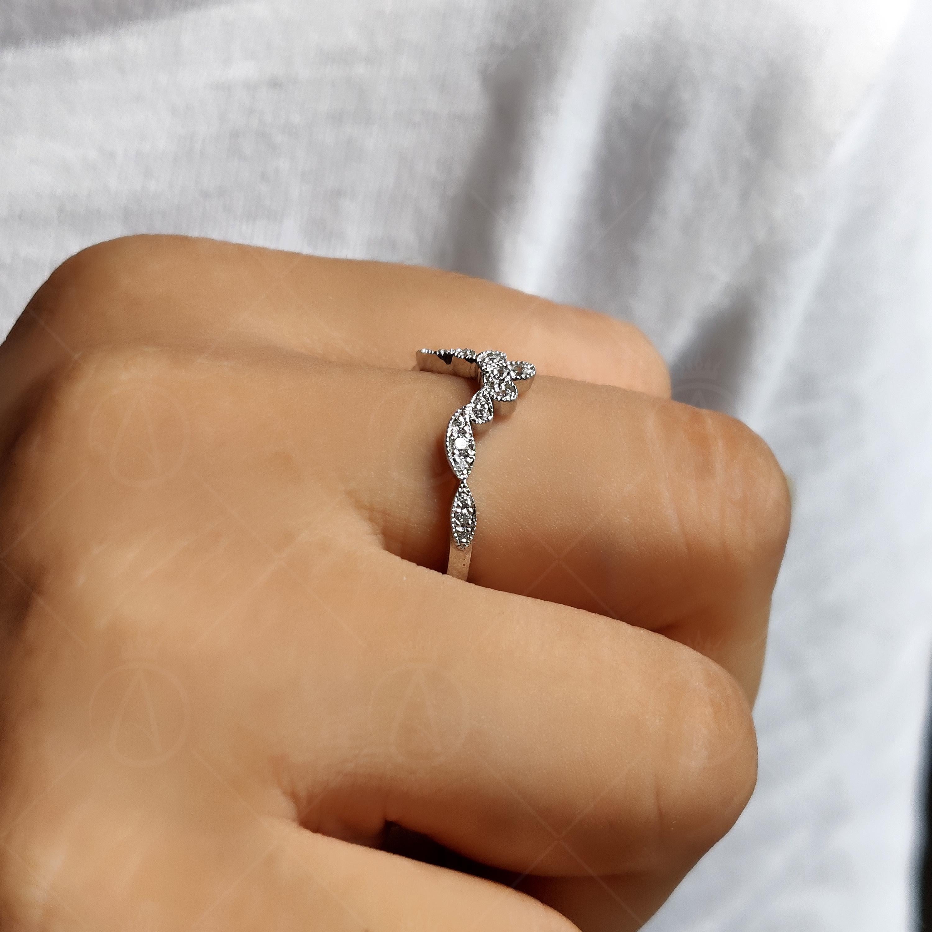 Wishbone Stackable Art Deco Wedding Bands