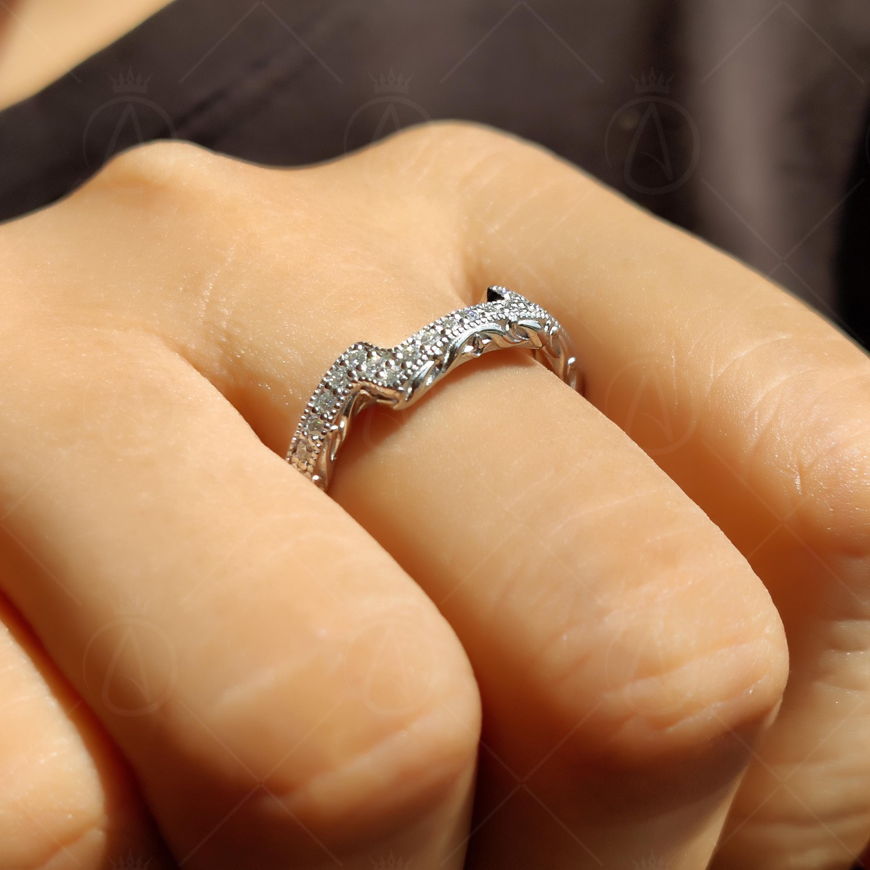 Antique Curved Moissanite Wedding Enhancer Ring