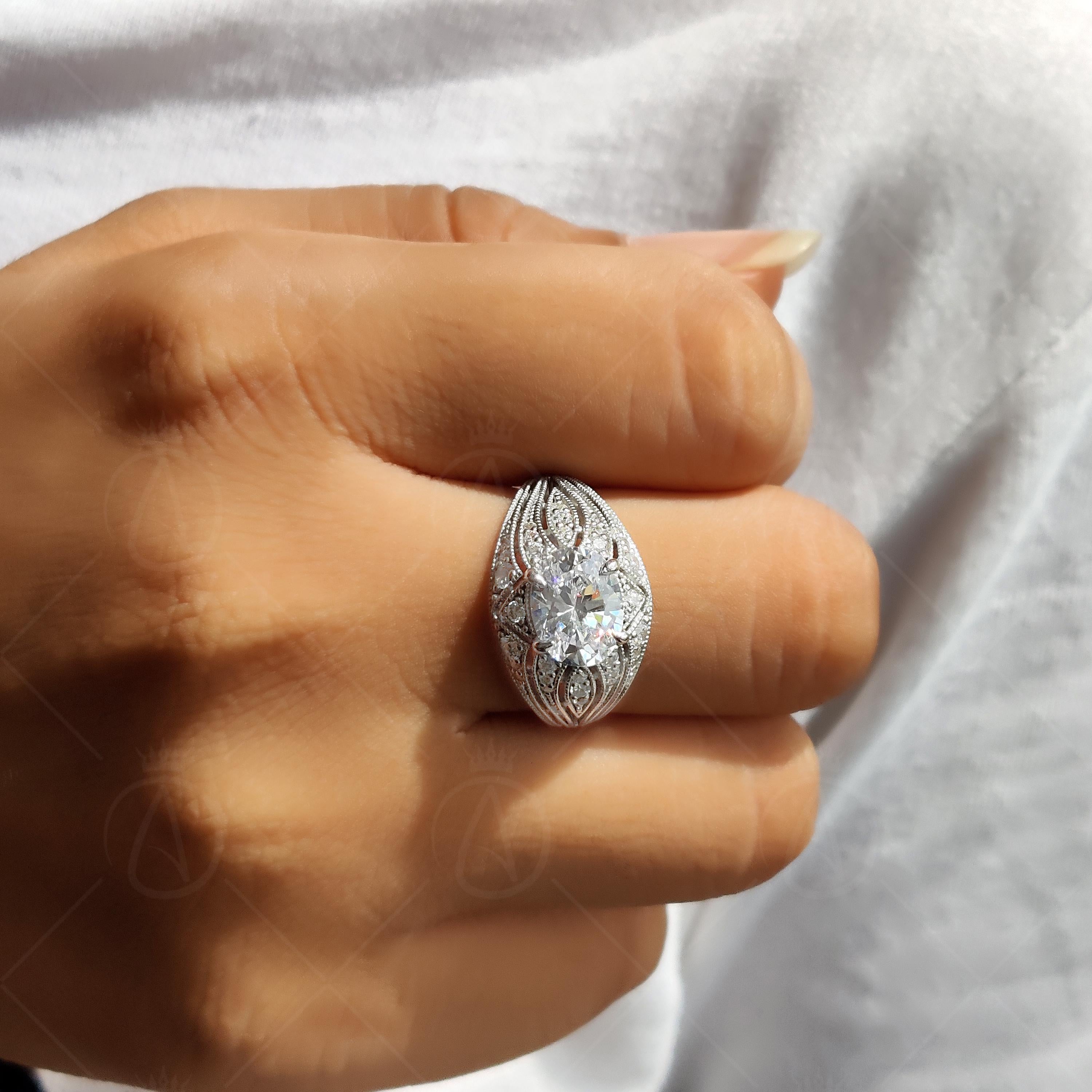 Edwardian Filigree Victorian Retro Engagement Ring