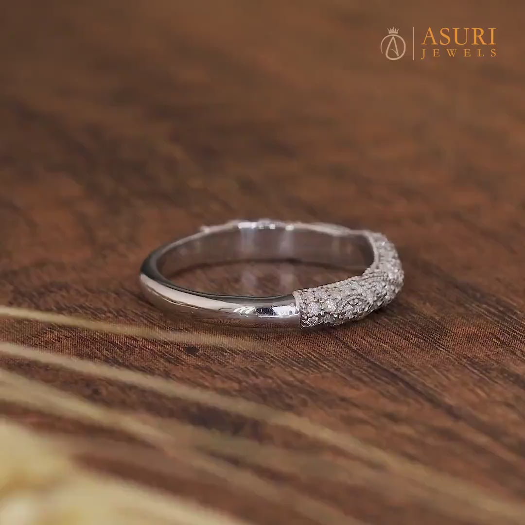 Moissanite Filigree Ring, Lace Style Art Deco Band Ring, Vintage Milgrain Wedding Bands Women, Unique Vintage Anniversary Band, Promise Ring For Her