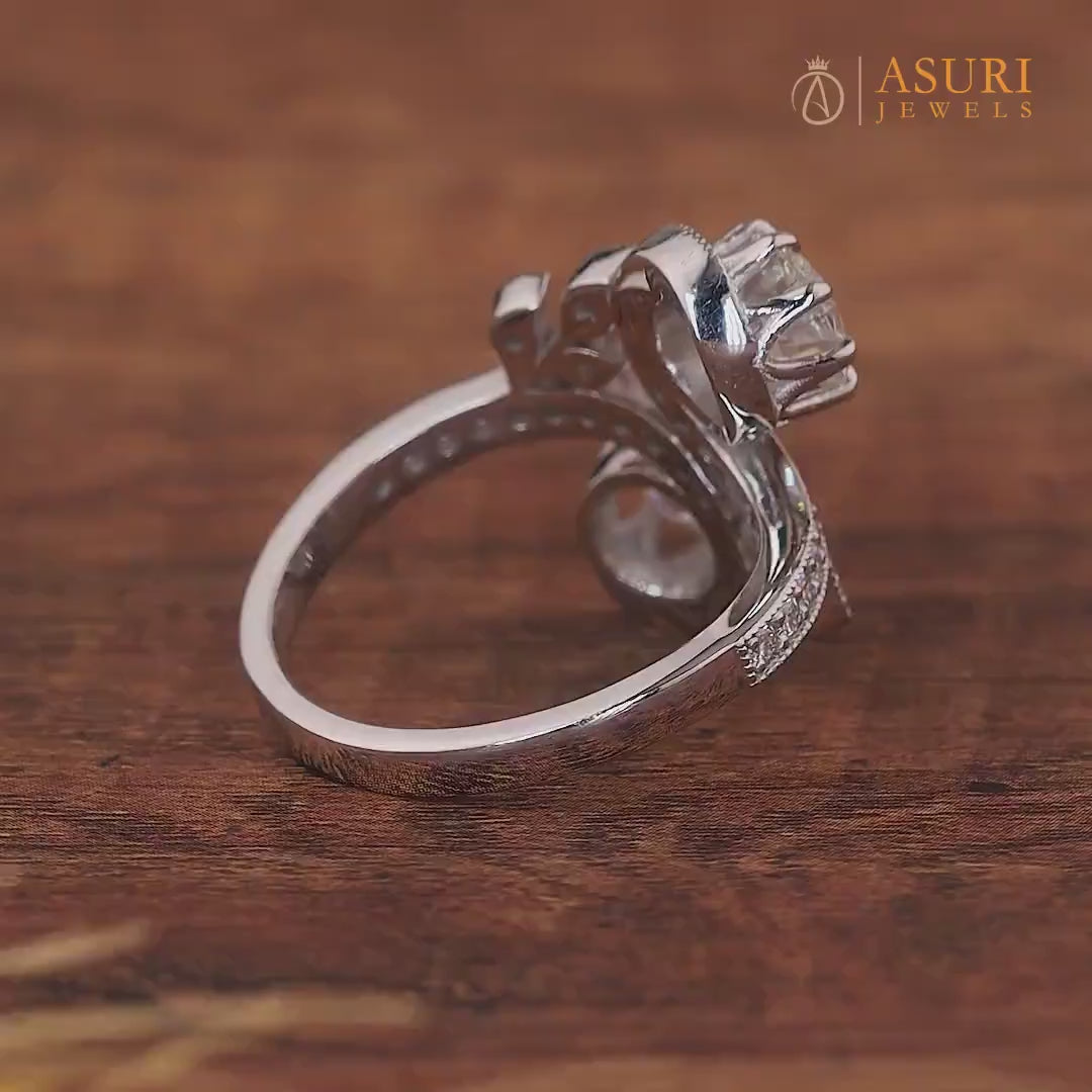 Bypass Victorian Style Edwardian Engagement Ring Vintage Milgrain Rings For Women Antique Leaf Art Deco Ring Estate Toi Et Moi Ring