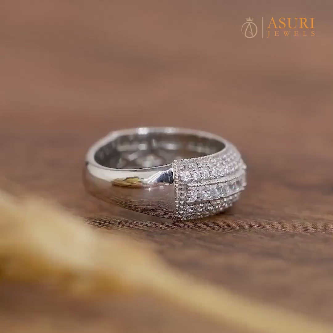 8mm Wide Band Rings For Women, Moissanite Anniversary Rings, Vintage Wedding Band Gold, Art Deco Promise Ring For Her, Milgrain Wide Band