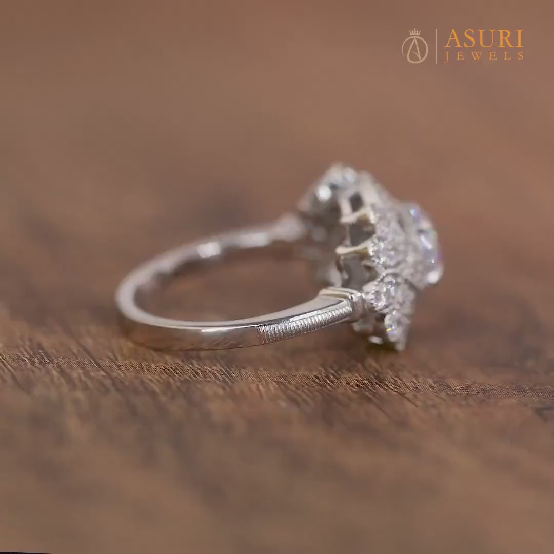 Edwardian Moissanite Engagement Ring, Art Deco Vintage Inspired Ring, Milgrain Wedding Ring, Moissanite Unique Promise Rings For Women