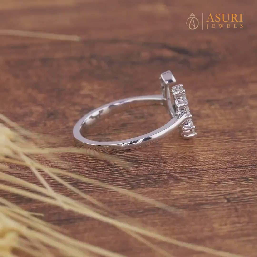 Horseshoe Lucky Charm Statement Ring, Moissanite Good Luck Ring For Her, Unique Statement Jewelry