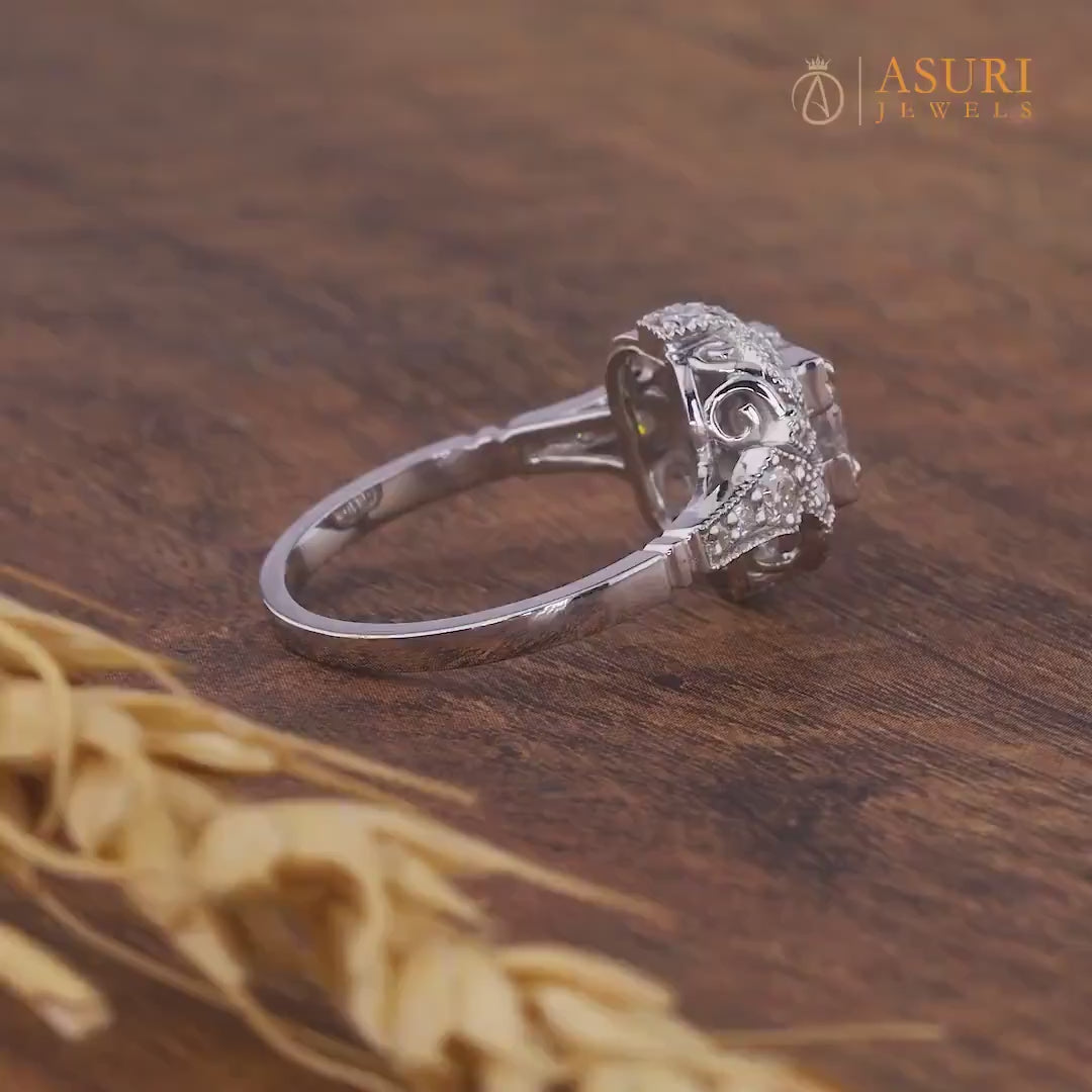 Vintage Statement Rings For Women, Vintage Art Deco Ring, Antique Milgrain Engagement Ring, Edwardian Style Ring, Jewelry For Women