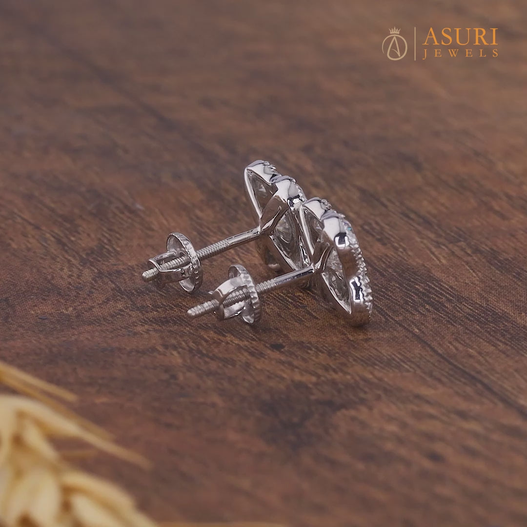 flower-shaped moissanite stud earrings video