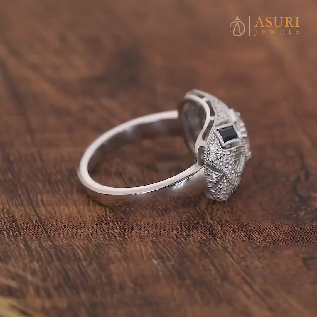 Moissanite Estate Engagement Ring, Vintage Art Deco Rings For Women, Unique Milgrain Vintage Ring, Estate Jewelry Ring, Promise Ring For Her