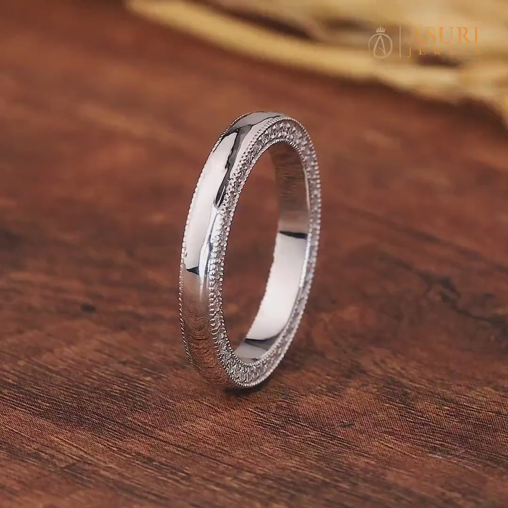 Flat Wedding Band With Moissanite Diamond Two Sided Pave Stackable Rings Moissanite Double Row Anniversary Band For Women